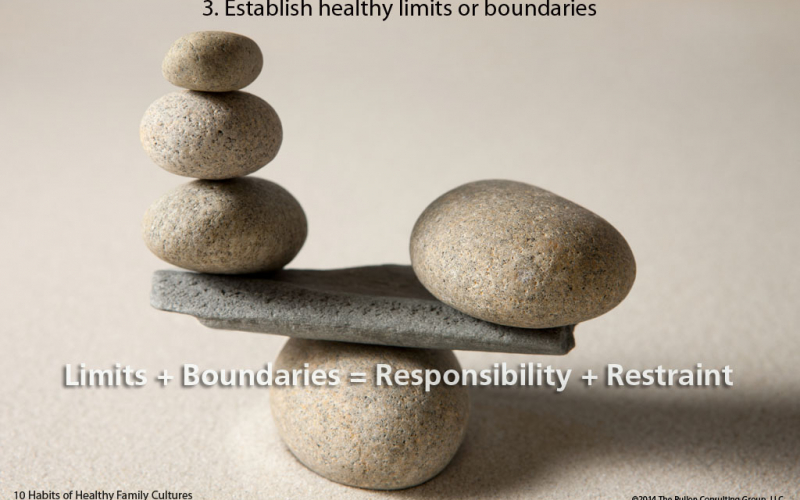 10 habits of healthy family cultures: 3. Establish healthy limits or boundaries.